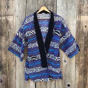 Vintage 90s Jag Animal Print Short Kimono Type Wrap Top, Medium-Large Unisex